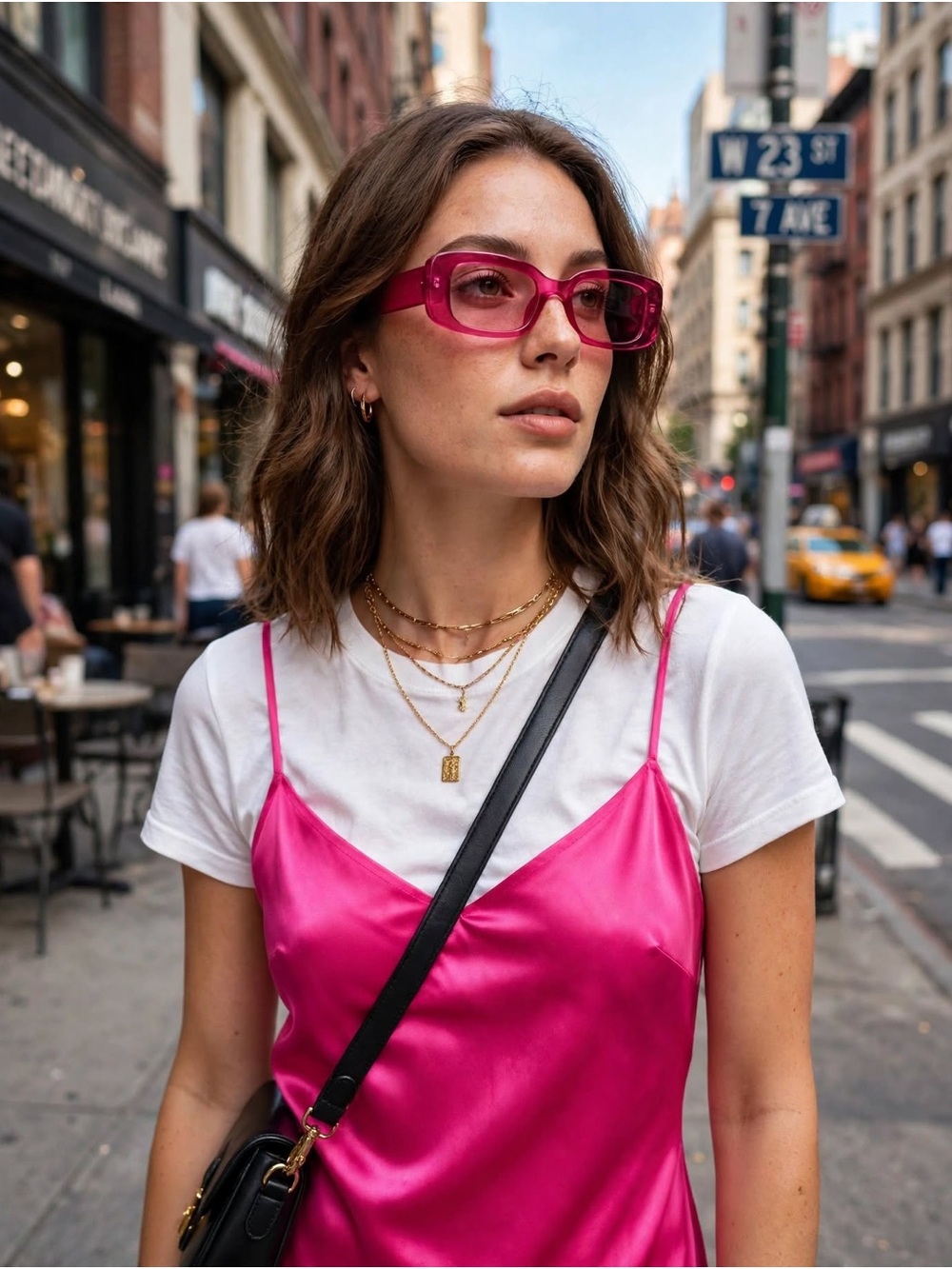 Bold Hot Pink Rectangular Sunglasses for Women